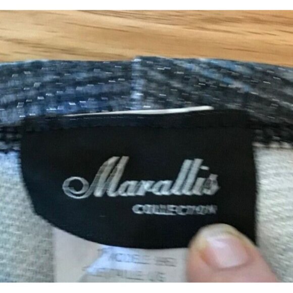 Marallis Collection Blue Grey Wht Strt Leg Pants Size L Stretchy Pockets Sparkle - Picture 6 of 11